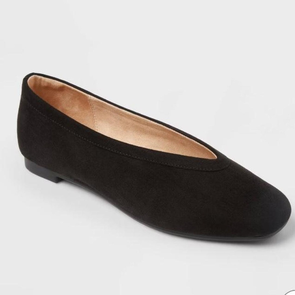 A New Day Women's Neve Shoes with Memory Foam Insole Black Ballet Flat
